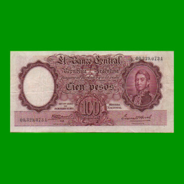 MONEDA NACIONAL $100,00, BOT 2030, AÑO 1943, ESTADO MUY BUENO .-