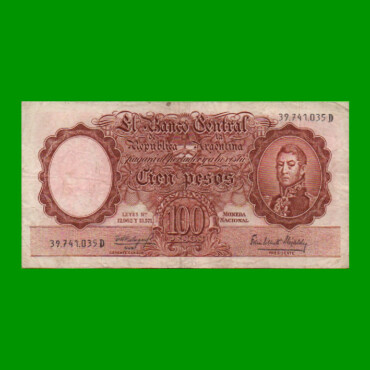 MONEDA NACIONAL $100,00, BOT 2069, AÑO 1965, ESTADO MUY BUENO- .-