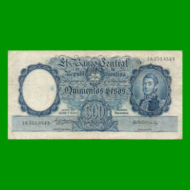 MONEDA NACIONAL $500,00, BOT 2102, AÑO 1957, ESTADO MUY BUENO .-