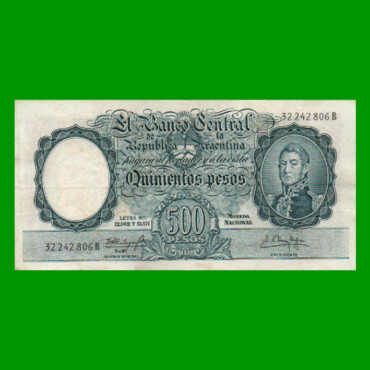 MONEDA NACIONAL $500,00, BOT 2109, AÑO 1961, ESTADO MUY BUENO .-