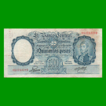MONEDA NACIONAL $500,00, BOT 2099, AÑO 1955, ESTADO MUY BUENO- .-
