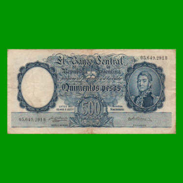 MONEDA NACIONAL $500,00, BOT 2101, AÑO 1956, ESTADO MUY BUENO- .-