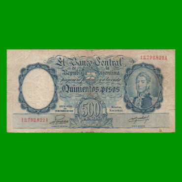 MONEDA NACIONAL $500,00, BOT 2097, AÑO 1953, ESTADO BUENO .-