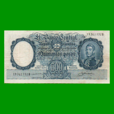 MONEDA NACIONAL $500,00, BOT 2105, AÑO 1958, ESTADO EXCELENTE- .-