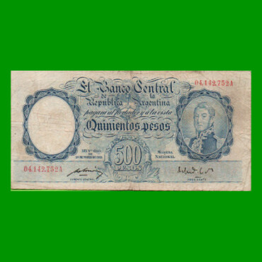 MONEDA NACIONAL $500,00, BOT 2093, AÑO 1950, ESTADO BUENO .-