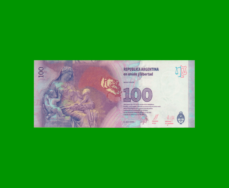 PESOS 3er DISEÑO $100,00, BOT 4325, AÑO 2015, ESTADO EXCELENTE+.- - Imagen 2