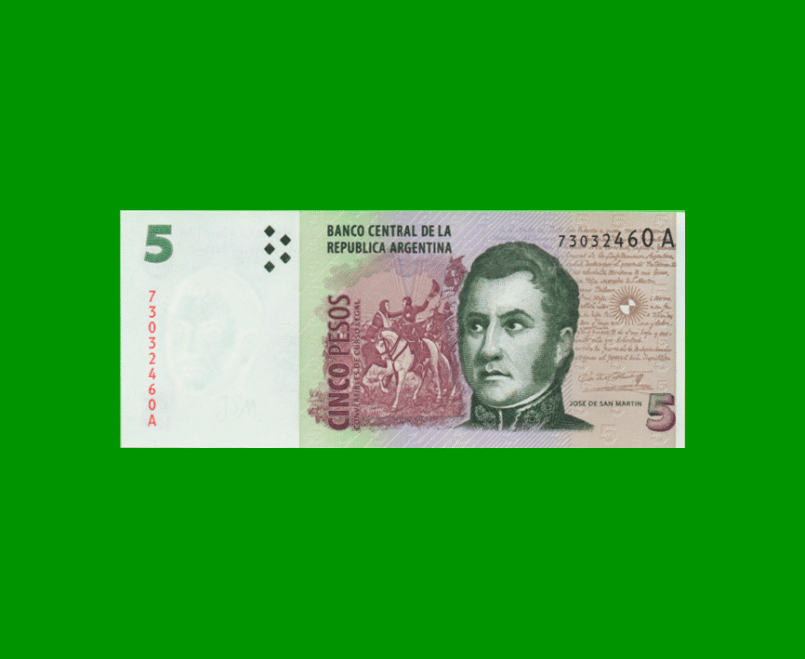 PESOS CONVERTIBLES 2do DISEÑO $5,00, BOT 3302, AÑO 1999, ESTADO EXCELENTE+.-