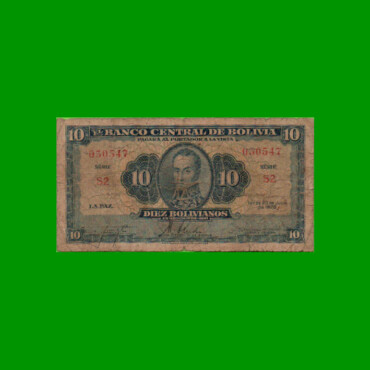 BILLETE DE BOLIVIA 10 BOLIVIANOS, PICK 130, AÑO 1928, ESTADO BUENO .-