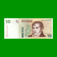 BILLETE CONVERTIBLE SEGUNDO DISEÑO $ 10,00, BOT 3444a, AÑO 2014, ESTADO EXCELENTE+.-