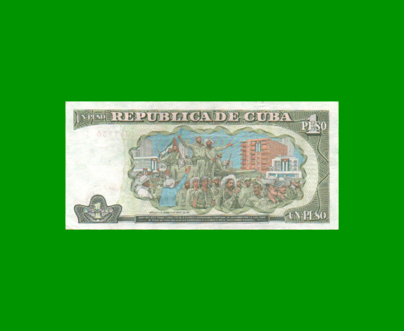 BILLETE DE CUBA $1,00 PICK 112, AÑO 1995, ESTADO EXCELENTE.- - Imagen 2