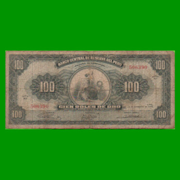 BILLETE DE PERU 100 SOLES, PICK 79a, AÑO 1962, ESTADO BUENO.-