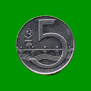 MONEDA DE REPUBLICA CHECA 5 CORONAS, AÑO 1993, ESTADO USADA.-