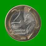 MONEDA DE ARGENTINA $2,00 ISLAS MALVINAS, BIMETALICA, AÑO 2012, ESTADO NUEVA.-