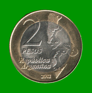 MONEDA DE ARGENTINA $2,00 ISLAS MALVINAS, BIMETALICA, AÑO 2012, ESTADO NUEVA.-