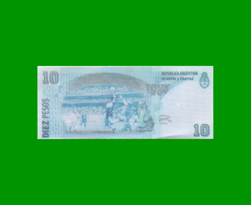 BILLETE DE DIEGO MARADONA, $10,00 AÑO 2020, FANTASIA, ESTADO SIN CIRCULAR.- - Imagen 2