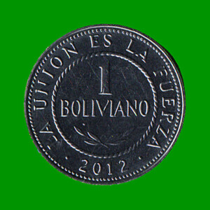 MONEDA DE BOLIVIA 1 BOLIVIANO, AÑO 2012, ESTADO NUEVA.-