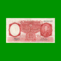 MONEDA NACIONAL $10,00, BOT 1970, AÑO 1961, ESTADO MUY BUENO- .-
