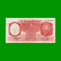 MONEDA NACIONAL $10,00, BOT 1971b, AÑO 1961, ESTADO MUY BUENO.-