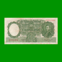 MONEDA NACIONAL $50,00, BOT 1984, NUMEROS ROJOS, AÑO 1949, ESTADO MUY BUENO- .-