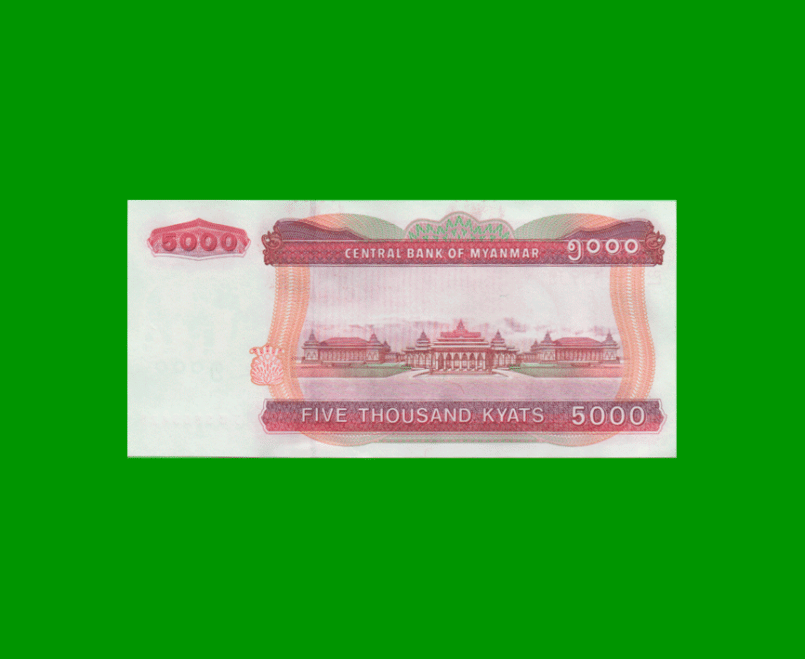 BILLETE DE MYANMAR 5000 KYATS, PICK 81, ESTADO SIN CIRCULAR.- - Imagen 2