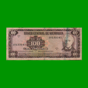 BILLETE DE NICARAGUA 100 CORDOBAS, PICK 132, ESTADO BUENO +.