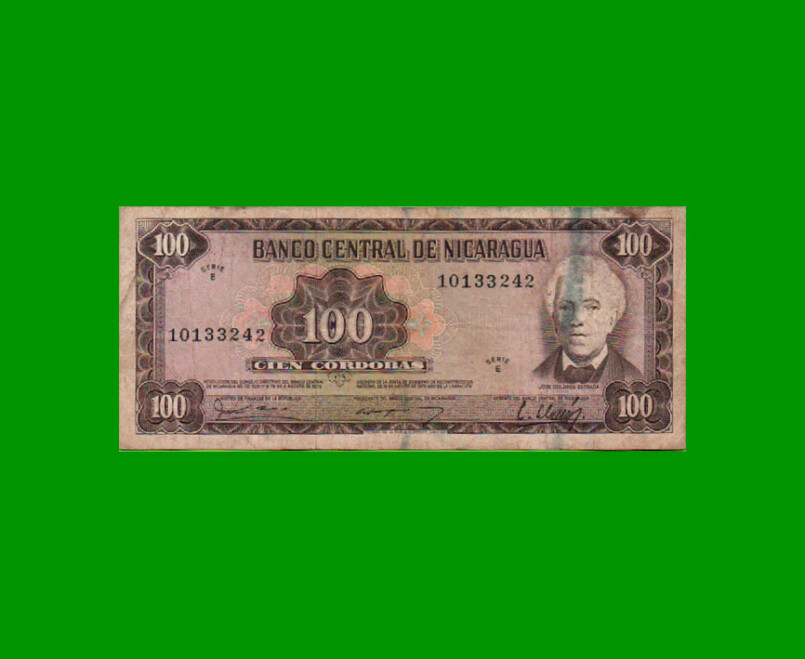 BILLETE DE NICARAGUA 100 CORDOBAS, PICK 132, ESTADO BUENO +.