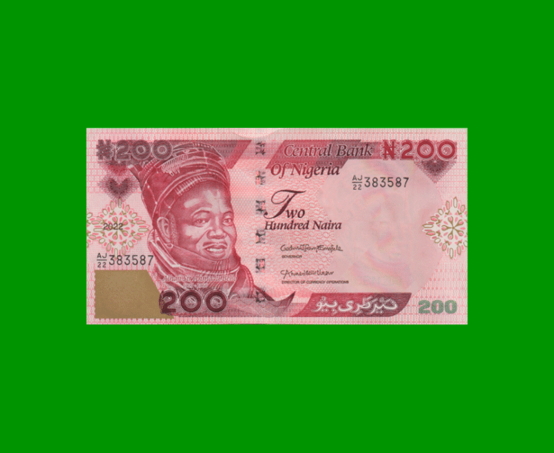 BILLETE DE NIGERIA 200 NAIRA, PICK 47, AÑO 2022, ESTADO SIN CIRCULAR.-