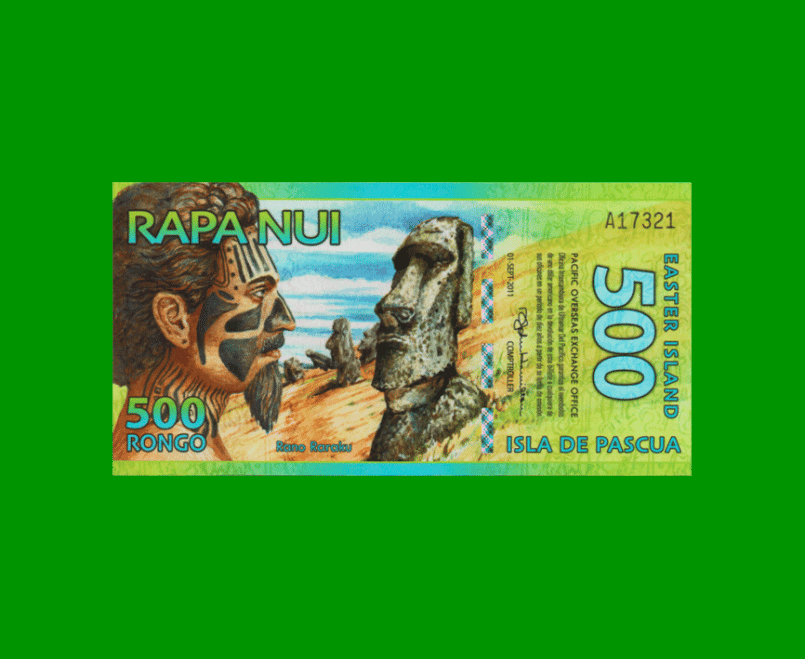 BILLETE DE ISLAS DE PASCUA 500 RONGOS, POLYMERO FANTASIA, AÑO 2011, ESTADO SIN CIRCULAR.- - Imagen 2