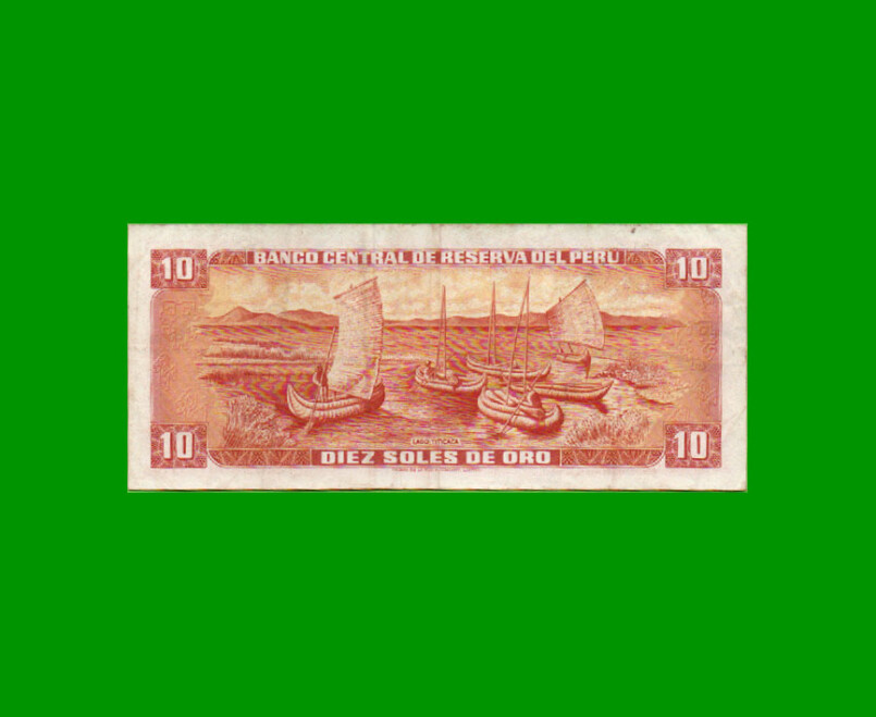 BILLETE DE PERU 10 SOLES, PICK 112, AÑO 1976, ESTADO MUY BUENO+.- - Imagen 2