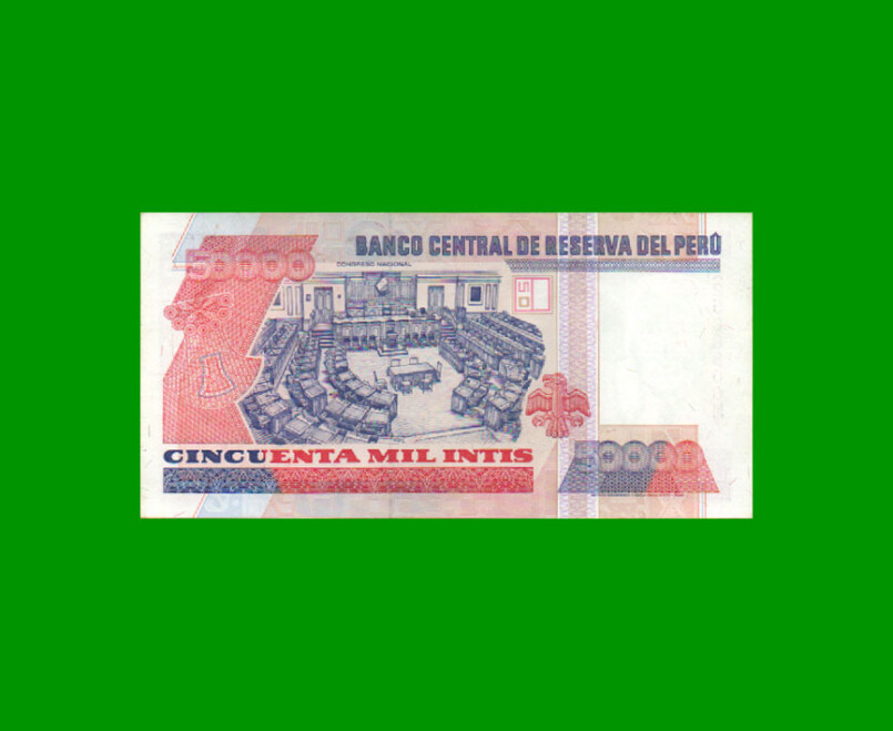 BILLETE DE PERU 50.000 INTIS, PICK 142, AÑO 1988, ESTADO EXECELENTE+.- - Imagen 2