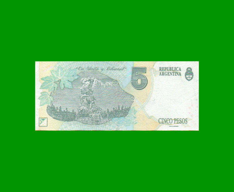 PESOS CONVERTIBLES 1er DISEÑO $5,00, BOT 3030, AÑO 1995, ESTADO EXCELENTE.- - Imagen 2