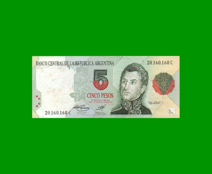 PESOS CONVERTIBLES 1er DISEÑO $5,00, BOT 3034, AÑO 1996, ESTADO EXCELENTE-.