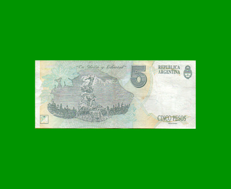 PESOS CONVERTIBLES 1er DISEÑO $5,00, BOT 3024, AÑO 1992, ESTADO EXCELENTE -. - Imagen 2