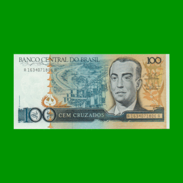BILLETE DE BRASIL 100 CRUZADOS, PICK 211c, AÑO 1987, ESTADO EXCELENTE + .-