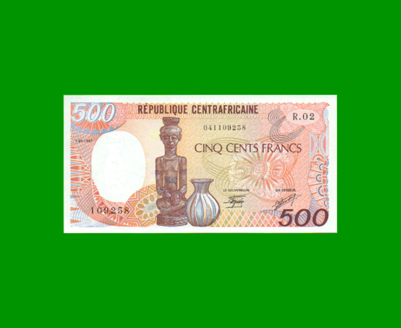 BILLETE DE REPUBLICA CENTROAFRICANA 500 FRANCOS, PICK 14d, ESTADO SIN CIRCULAR.-