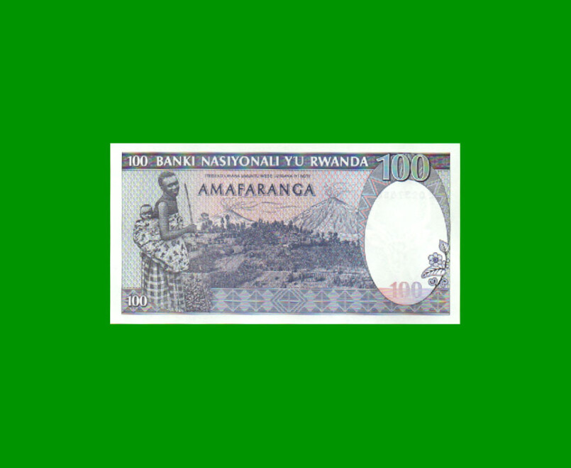 BILLETE DE RWANDA 100 FRANCOS, PICK 18, AÑO 1989 ESTADO SIN CIRCULAR.- - Imagen 2