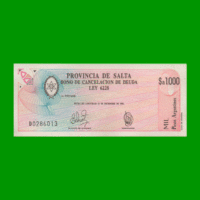 BONO DE SALTA $a1.000,00, EC 003, AÑO 1985, ESTADO EXCELENTE.-