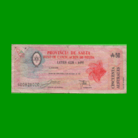 BONO DE SALTA 50,00 DE AUSTRALES, EC 065, AÑO 1988, ESTADO BUENO.-