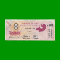 BONO DE SALTA 5.000,00 DE AUSTRALES, EC 075, AÑO 1990, ESTADO MUY BUENO.-