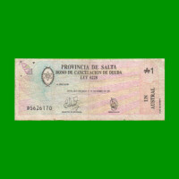 BONO DE SALTA 1,00 DE AUSTRAL, EC 052, AÑO 1986, ESTADO BUENO.-