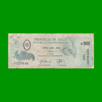 BONO DE SALTA 1.000,00 DE AUSTRALES, EC 073, AÑO 1989, ESTADO BUENO.-