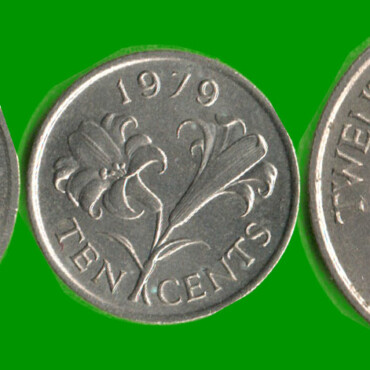 BERMUDAS SET DE TRES MONEDAS 0,5; 0,10 Y 0,25 Ctvos, AÑO 1979/ 1985, ESTADO NUEVAS.-