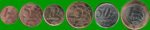 BRASIL SET DE SEIS MONEDAS 0,1; 0,5; 0,10; 0,25 y 0,50 Ctvos y 1 Real BIMETALICA, AÑO 2004/ 2018, ESTADO NUEVAS.-
