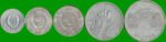COREA DEL NORTE SET DE CINCO MONEDAS 1, 5, 10 Y 50 CHON; Y 1 WON, AÑO 1959/ 1987, ESTADO NUEVAS.- - Imagen 2