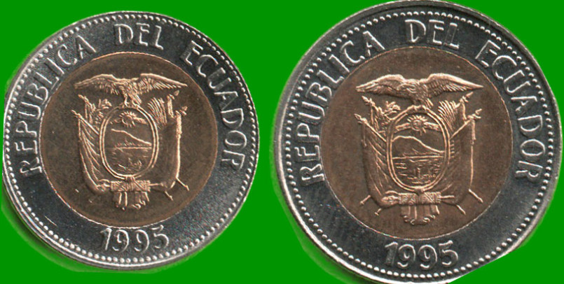 ECUADOR SET DE DOS MONEDAS 100 Y 500 SUCRES, BIMETALICAS, CONMEMORATIVAS, AÑO 1995, ESTADO NUEVAS.- - Imagen 2