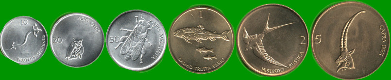 ESLOVENIA SET DE SEIS MONEDAS 10, 20 Y 50 STOTIN; Y 1, 2 Y 5 TOLAR, AÑO 1992/ 1997, ESTADO NUEVAS.- - Imagen 2