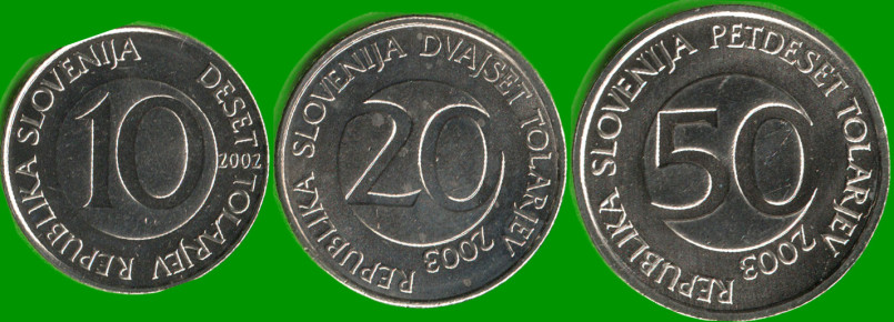 ESLOVENIA SET DE TRES MONEDAS 10, 20 Y 50 TOLAR, AÑO 2002/ 2003, ESTADO NUEVAS.- - Imagen 2