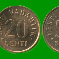 ESTONIA SET DE CINCO MONEDAS 5, 10, 20 Y 50 SENTI; Y 1 CORONA, AÑO 1992/ 1995, ESTADO NUEVAS.-