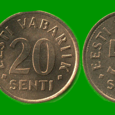 ESTONIA SET DE CINCO MONEDAS 5, 10, 20 Y 50 SENTI; Y 1 CORONA, AÑO 1992/ 1995, ESTADO NUEVAS.-