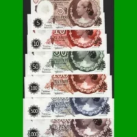 MUERTE EVA PERON SET DE 6 BILLETES, CONMEMORATIVOS, AÑO 1952, FASCIMIL, SIN CIRCULAR.-